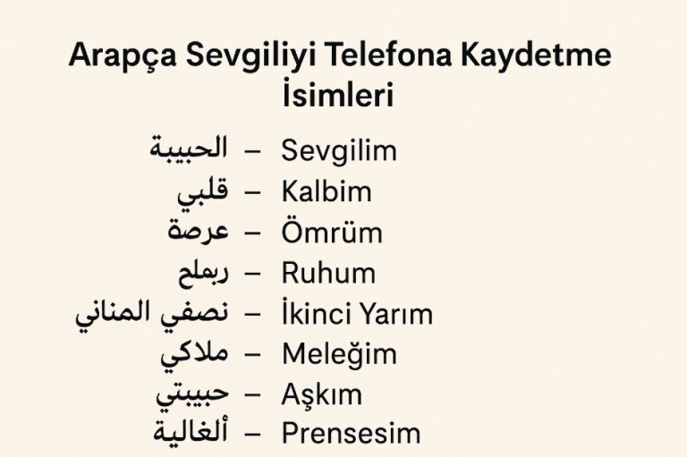 arapça sevgiliyi telefona kaydetme isimleri